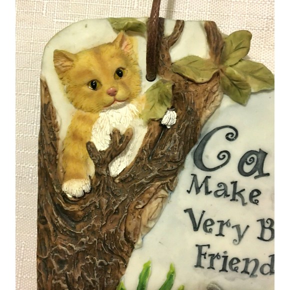 CATS MAKE THE VERY BEST FRIENDS ENESCO Plaque Calico Kitten Vintage 2001 - Picture 2 of 7